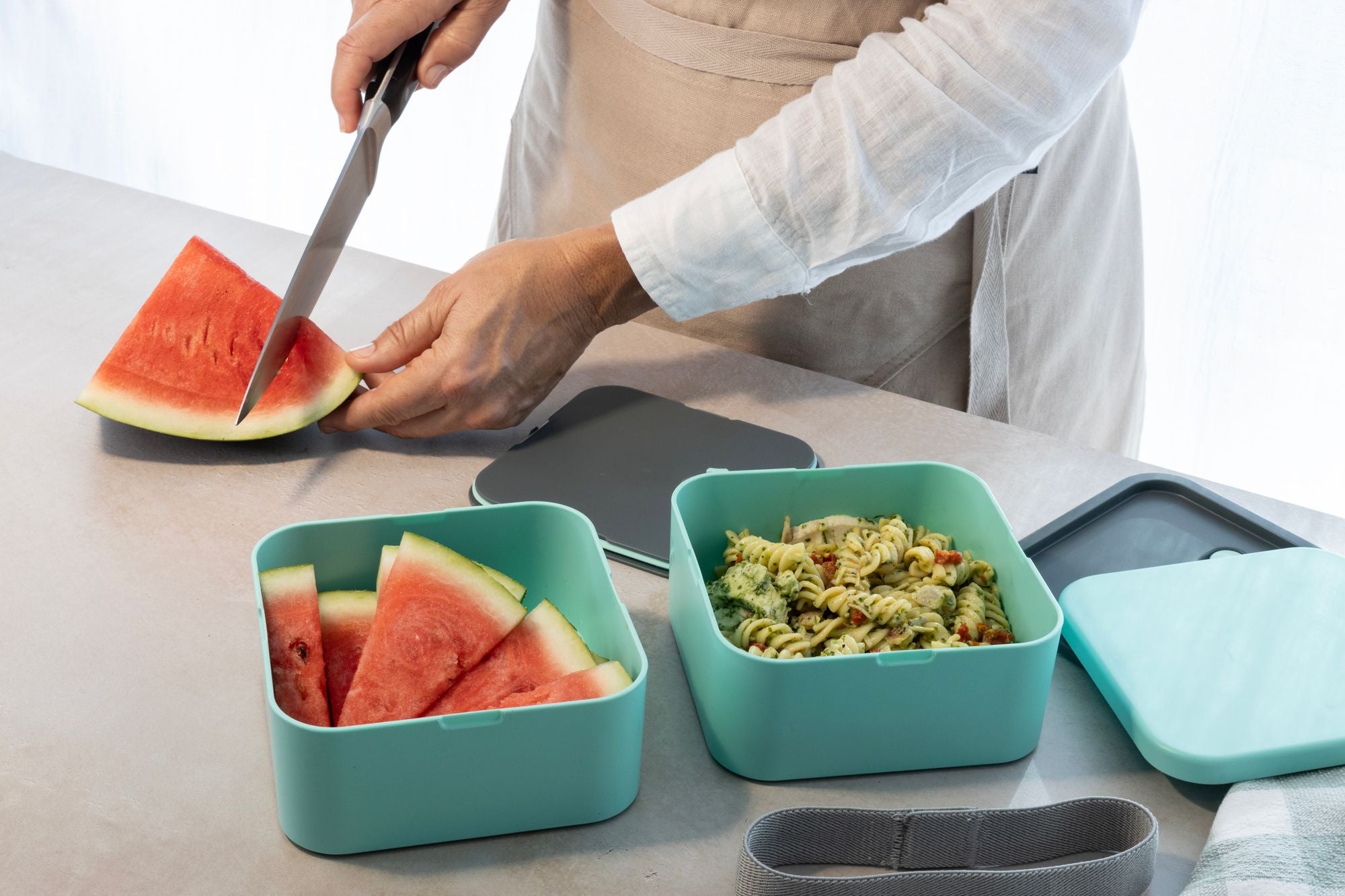 Cuisena RPET Square 2-Layer Bento Box Aqua