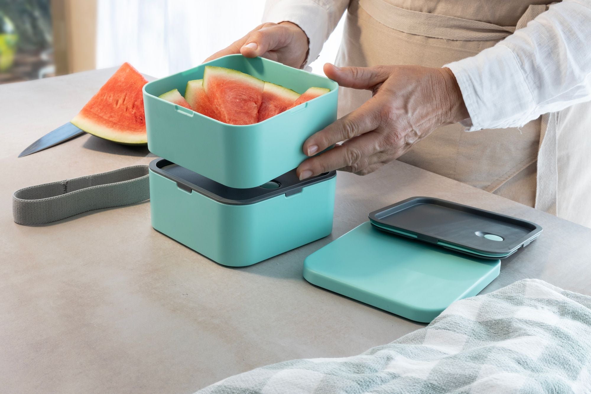 Cuisena RPET Square 2-Layer Bento Box Aqua