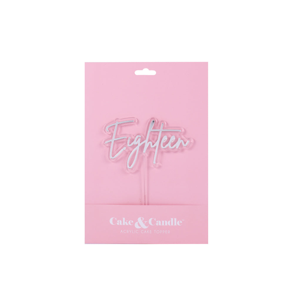Cake & Candle Layered Cake Topper 18 Silver & Clear