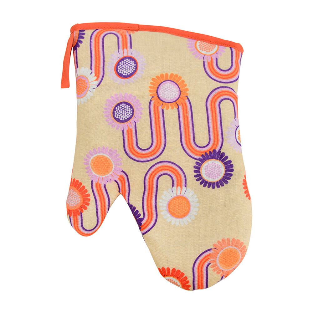 Annabel Trends Linen Oven Mitt Single Groovy Rainbows