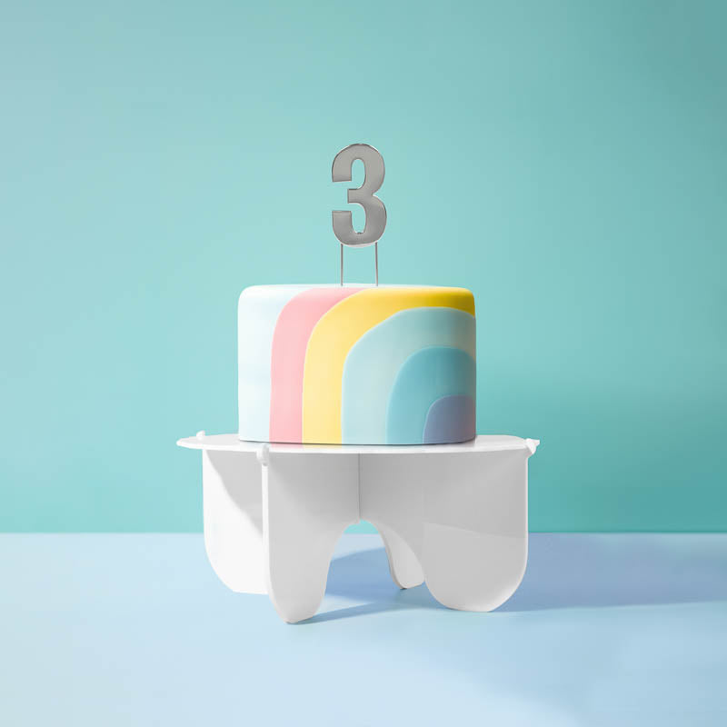 Cake & Candle Bold Cake Topper Number 3 Silver