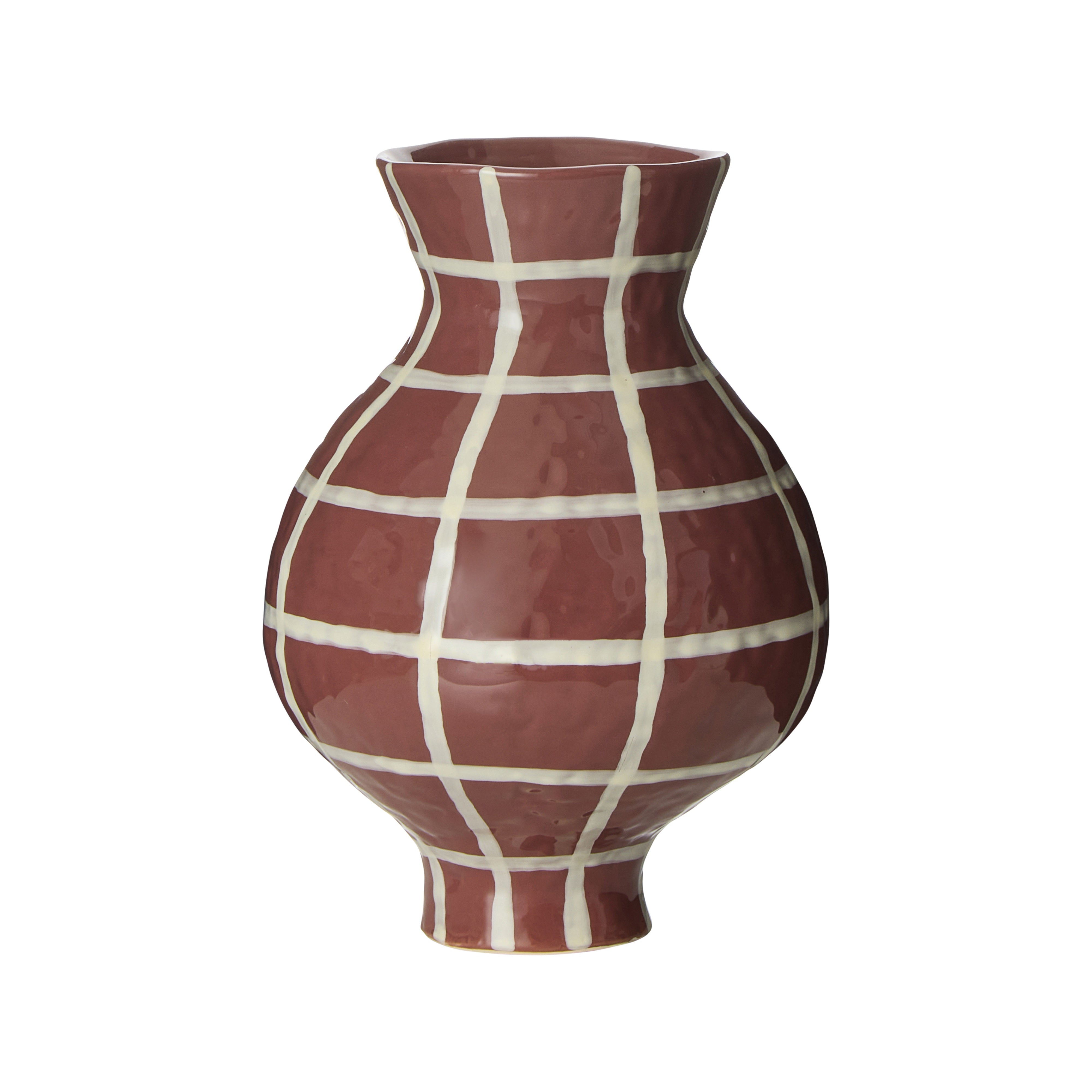 Amalfi Eden Check Vase Burgundy Check
