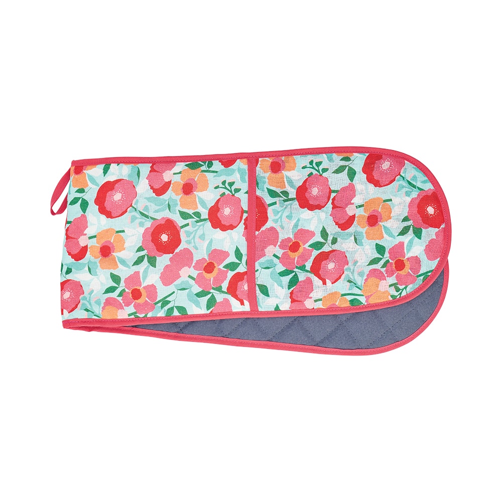 Annabel Trends Linen Double Oven Mitt Sherbet Poppies