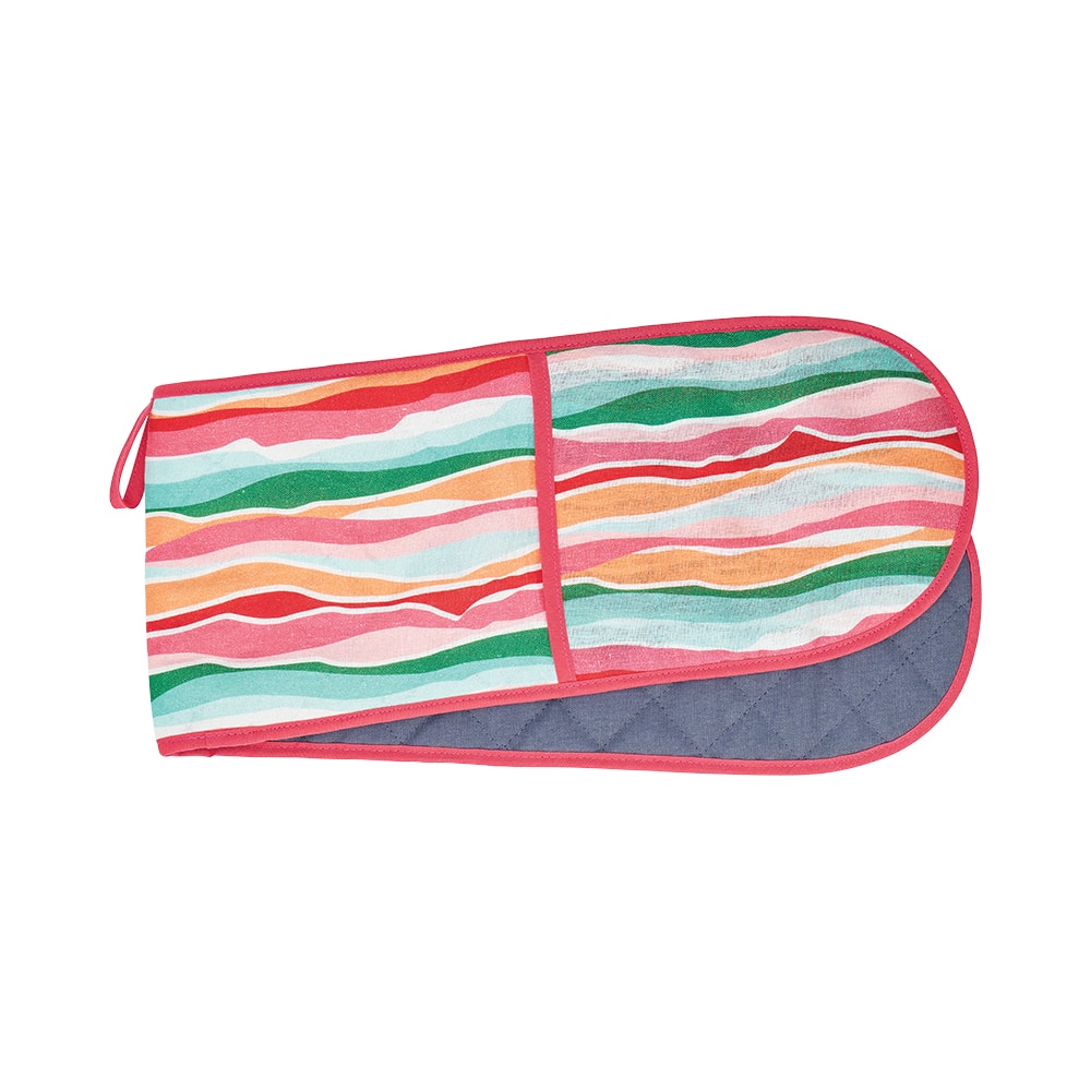 Annabel Trends Linen Double Oven Mitt Sherbet Ribbons