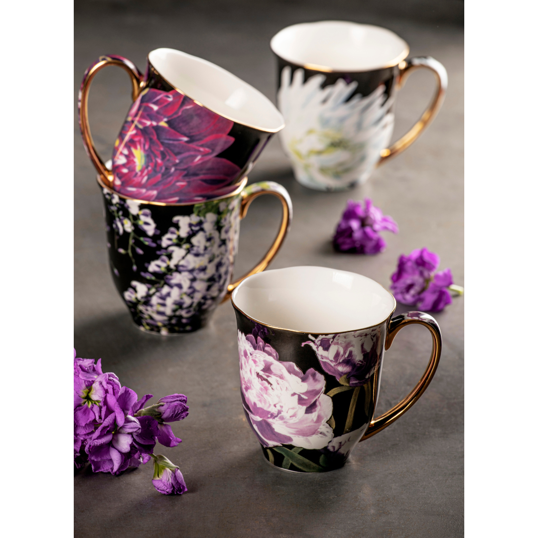 Ashdene Dark Florals Purple Flame Mug