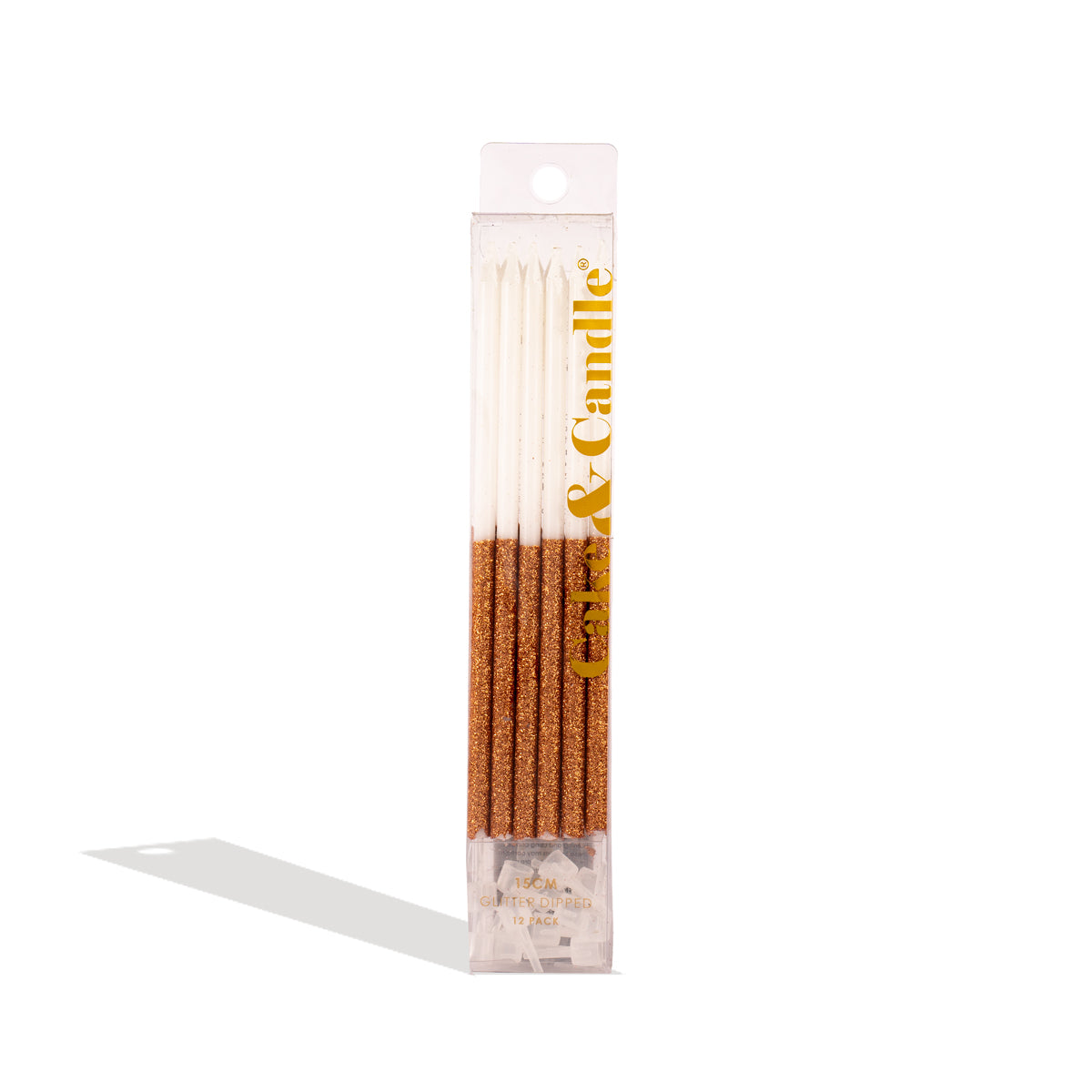 Cake & Candle Glitter Dipped Cake Candles Rose Gold 12 Pack