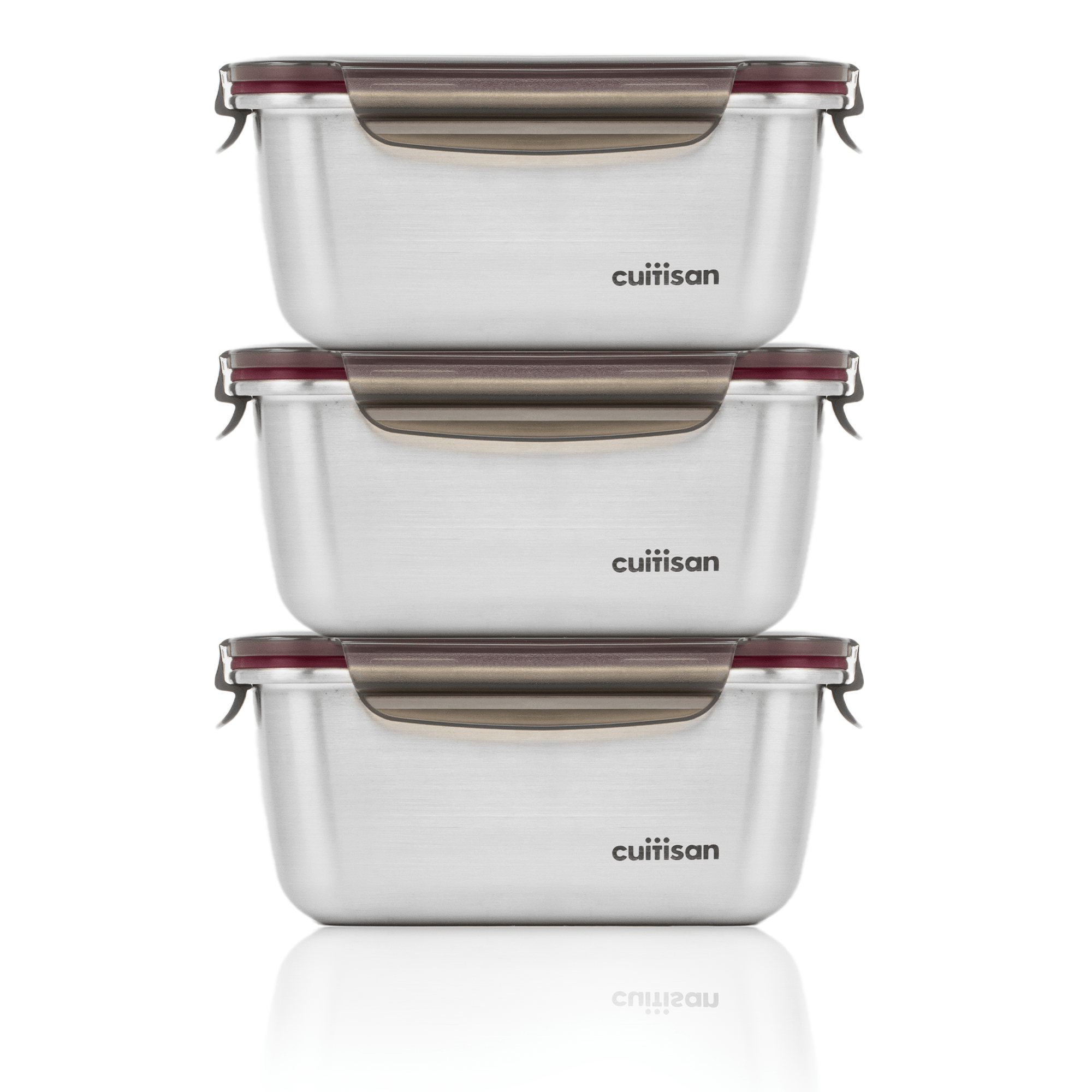 Cuitisan Flora Rectangle 3 Piece Set (980ml) Maroon