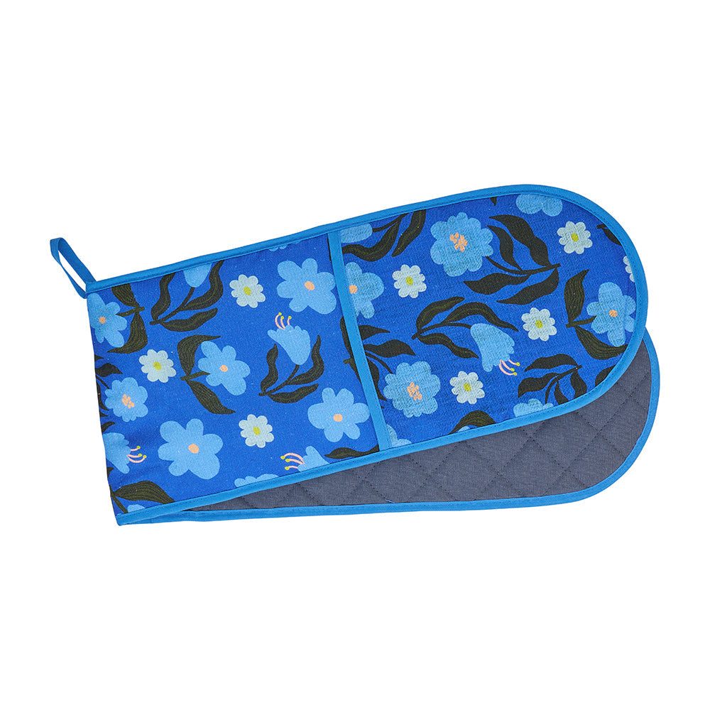 Annabel Trends Double Oven Mitt- Linen Nocturnal Blooms