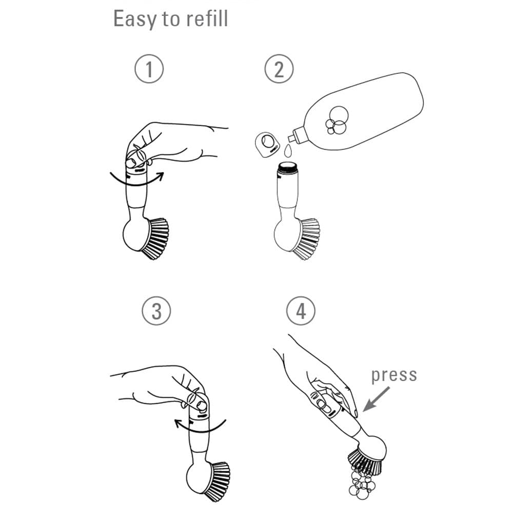 Vigar Rengo Soap Dispensing Grey Dish Brush