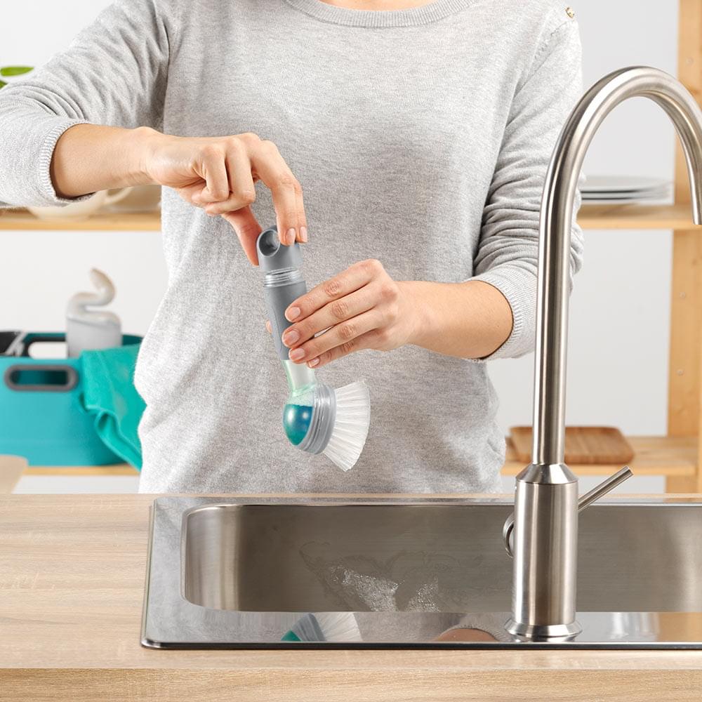 Vigar Rengo Soap Dispensing Grey Dish Brush