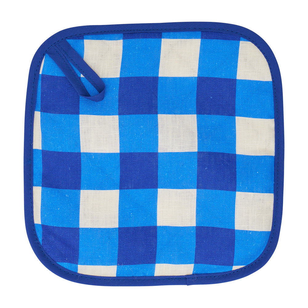 Annabel Trends Linen Pot Holder Cobalt Check