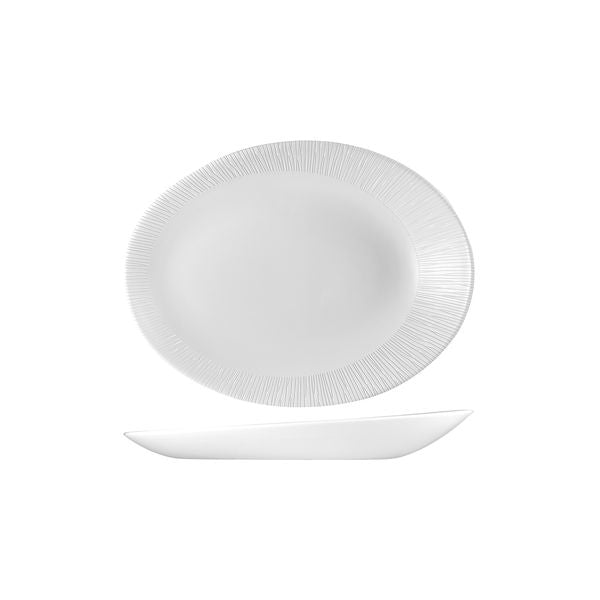 Churchill Bamboo Orb Oval Coupe Plate (250x194x32mm - White)