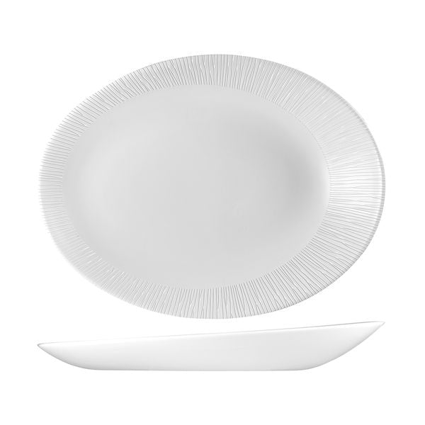 Churchill Bamboo Orb Oval Coupe Plate (346x263x50mm - White)