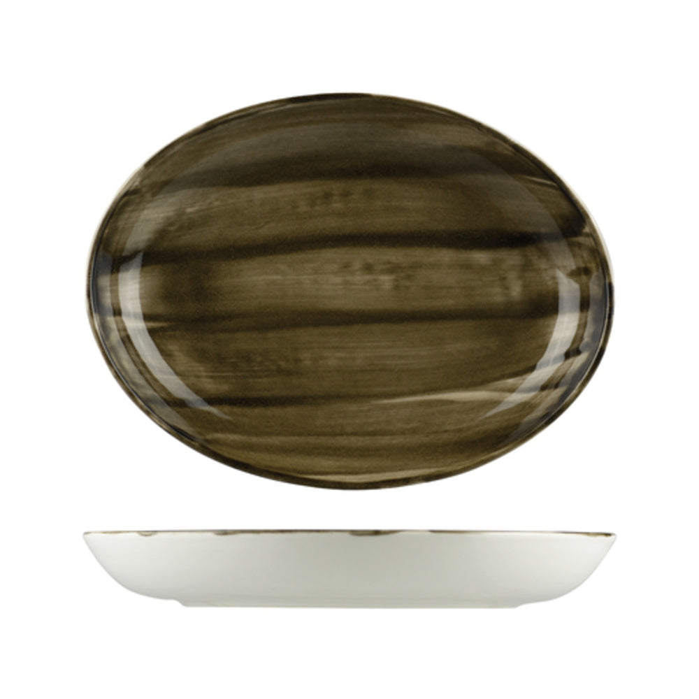 Longfine Natural Satin Oval Coupe Bowl 275mm