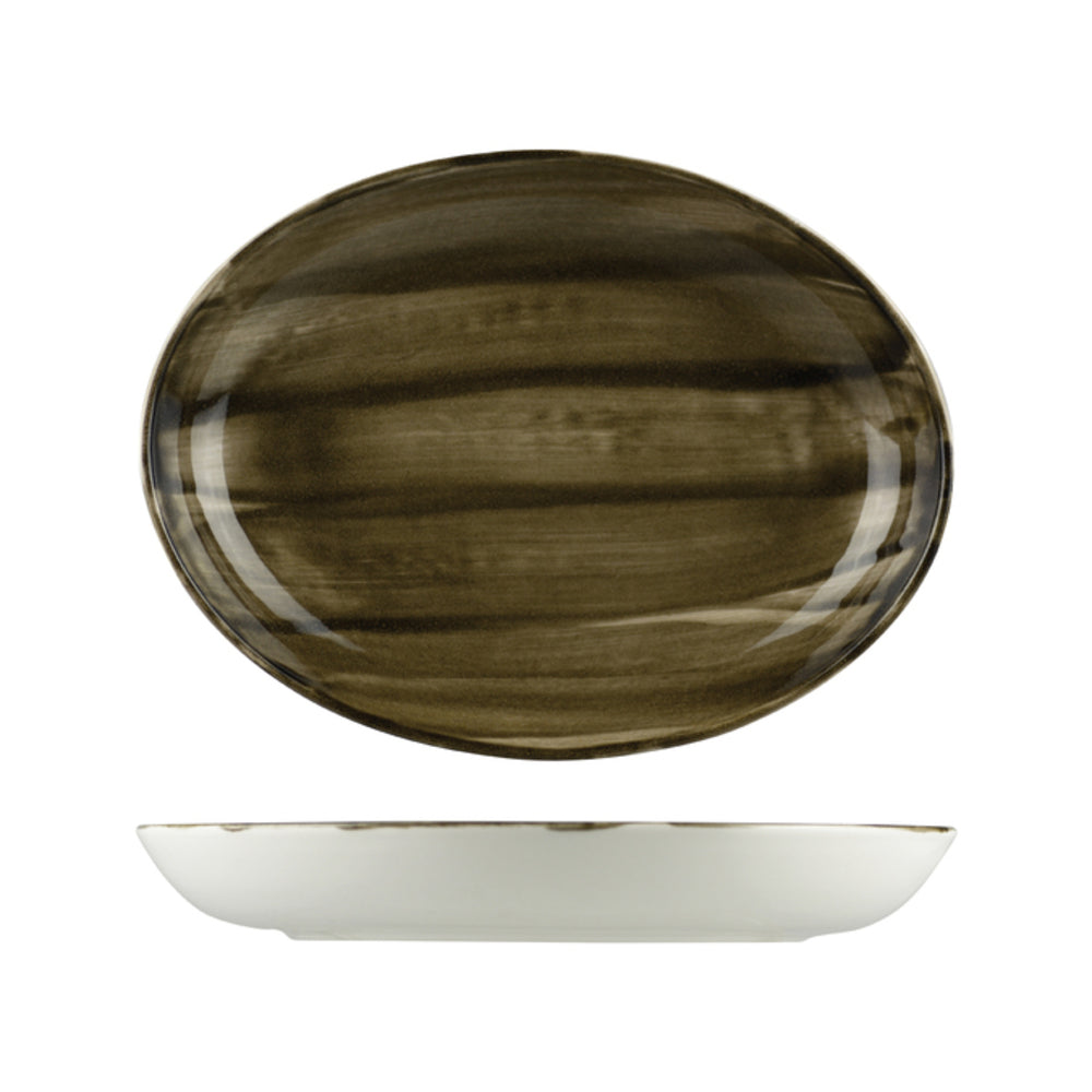 Longfine Natural Satin Oval Coupe Bowl 320mm
