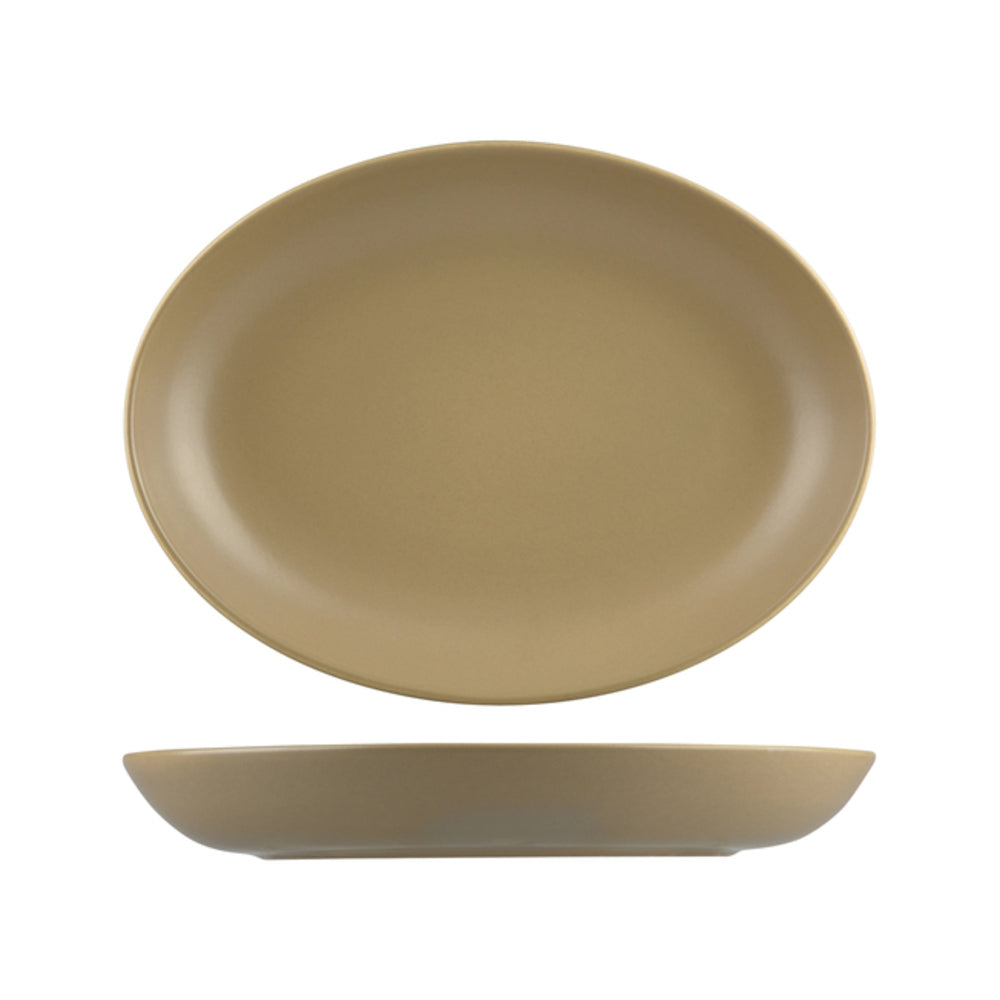 Longfine Natural Satin Oval Coupe Bowl 320mm