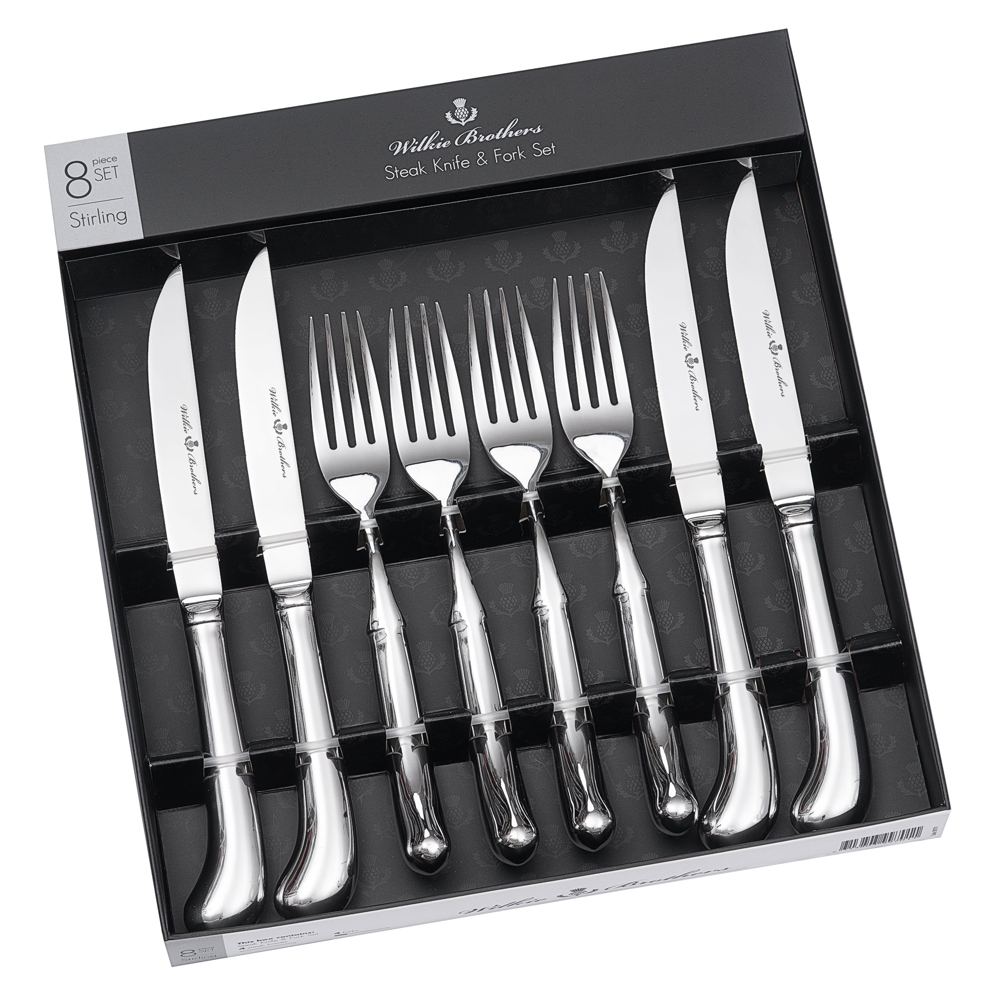 Wilkie Brothers Stirling 8 Piece Steak Knife and Fork Set