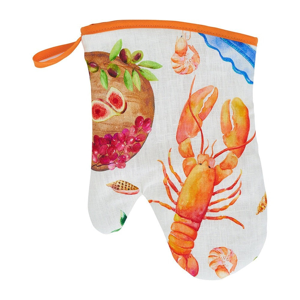Annabel Trends Linen Oven Mitt Single Seafood Multi
