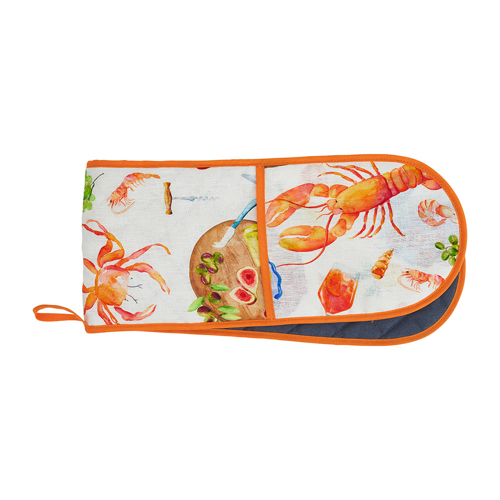 Annabel Trends Linen Double Oven Mitt Seafood Multi