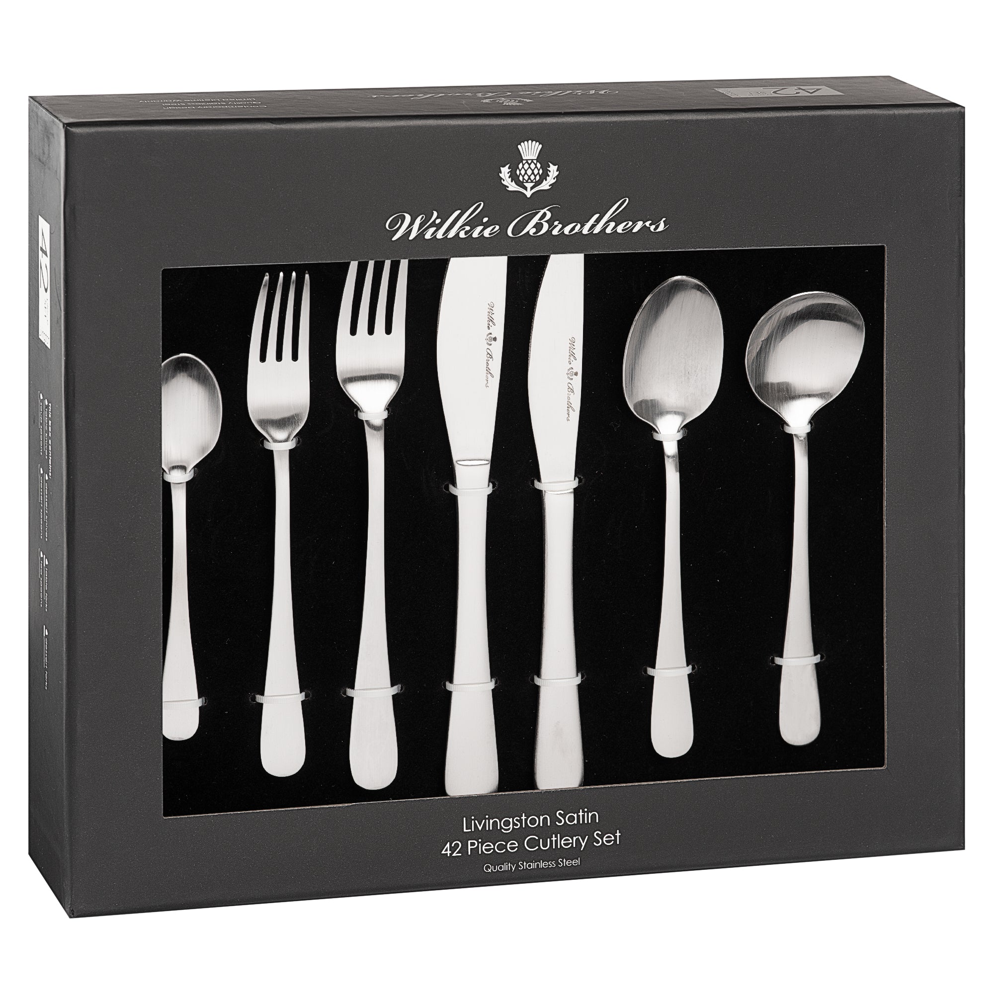 Wilkie Brothers Livingston Satin 42 Piece Cutlery Set