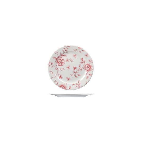 Churchill Rose Chintz Cranberry Round Plate - Wide Rim (170mm Ø)
