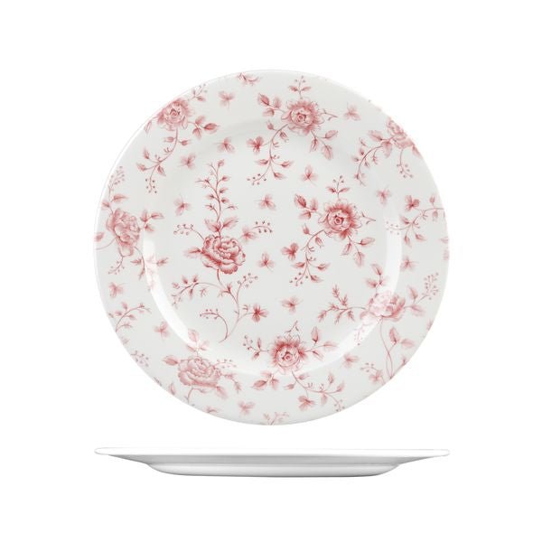 Churchill Rose Chintz Cranberry Round Plate - Wide Rim (305mm Ø)