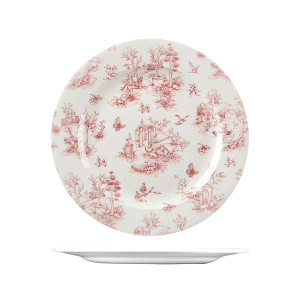 Churchill Toile Cranberry Round Plate - Wide Rim (305mm Ø)