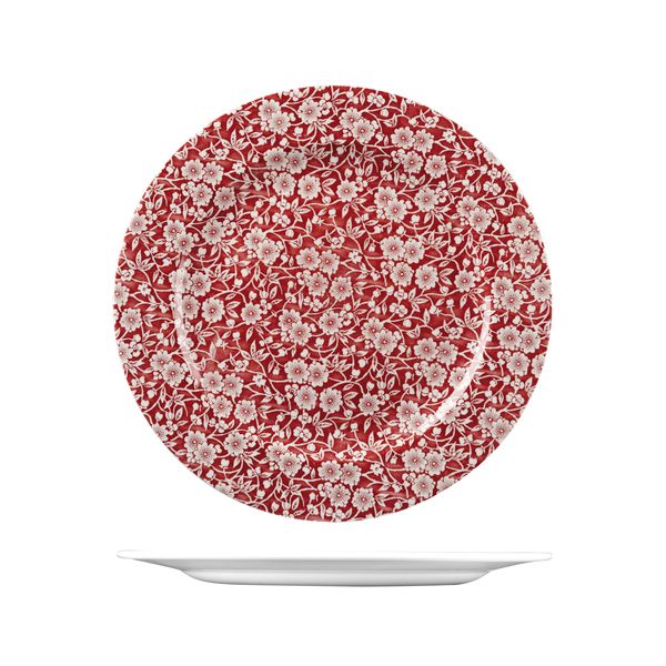 Churchill Victorian Calico Cranberry Round Plate - Wide Rim (305mm Ø)