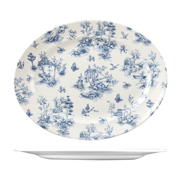 Churchill Toile Prague Oval Plate - Wide Rim (365x293mm)