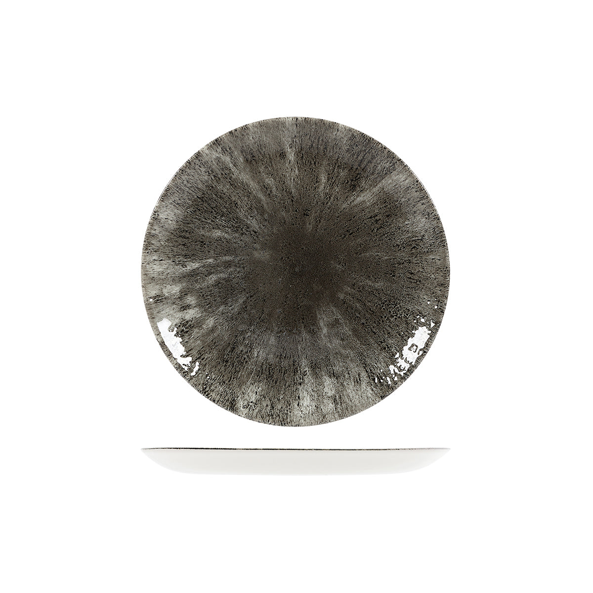 Churchill Stone Quartz Black Round Coupe Plate (217mm Ø)