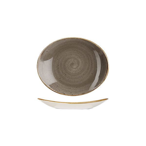 Churchill Stonecast Peppercorn Grey Oval Coupe Plate (192mm)
