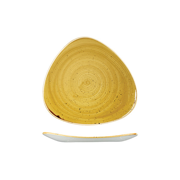 Churchill Stonecast Mustard Seed Yellow Triangular Plate (229mm)