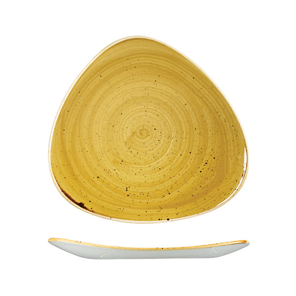 Churchill Stonecast Mustard Seed Yellow Triangular Plate (300mm)