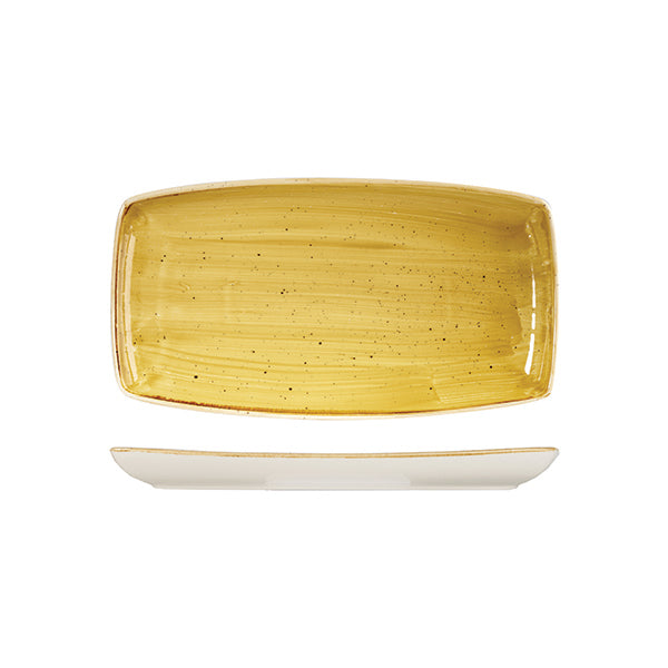 Churchill Stonecast Mustard Seed Yellow Oblong Chef's Plate (295x150mm)
