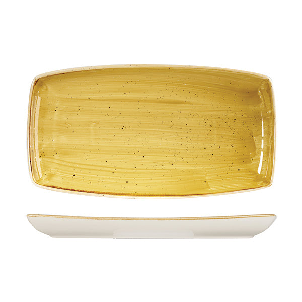 Churchill Stonecast Mustard Seed Yellow Oblong Chef's Plate (350x185mm)