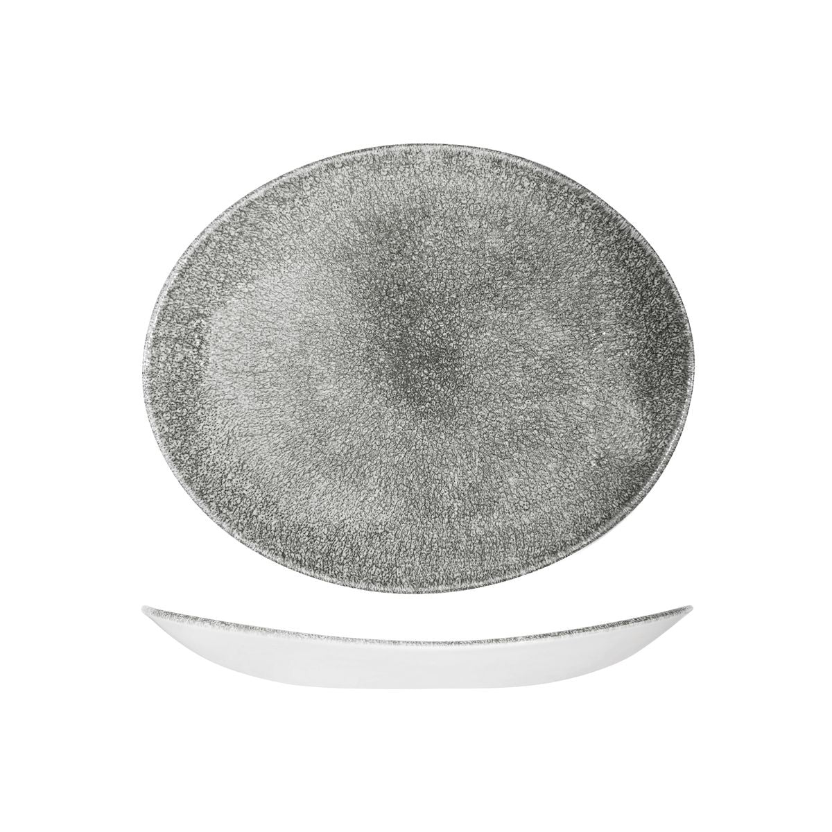 Churchill Raku Quartz Black Oval Coupe Plate (270x229mm)