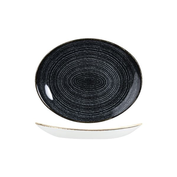Churchill Homespun Charcoal Grey Oval Coupe Plate (270x229mm - Charcoal Black)