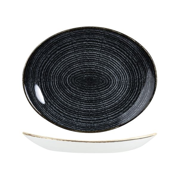 Churchill Homespun Charcoal Grey Oval Coupe Plate (317x255mm - Charcoal Black)