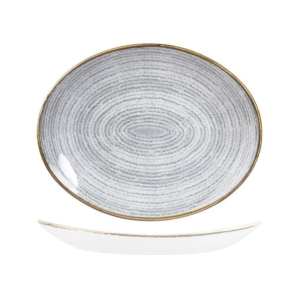 Churchill Homespun Stone Grey Oval Coupe Plate (317x255mm)