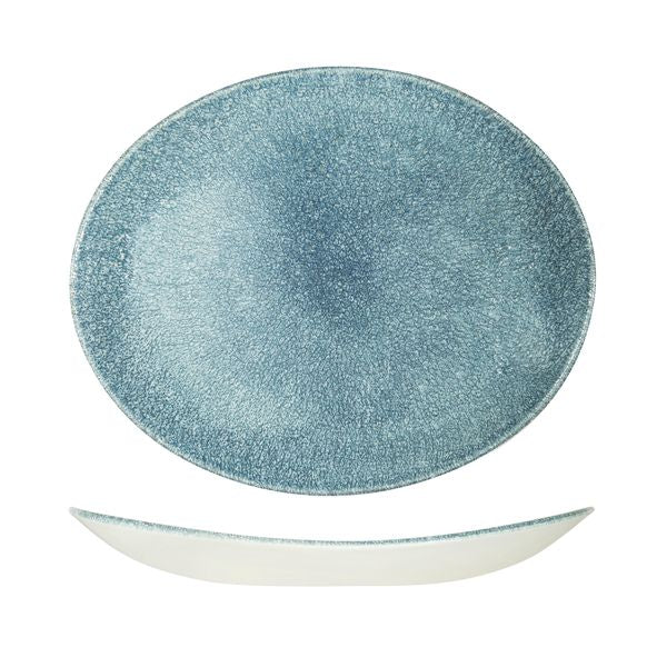 Churchill Raku Topaz Blue Oval Coupe Plate (317x255mm)