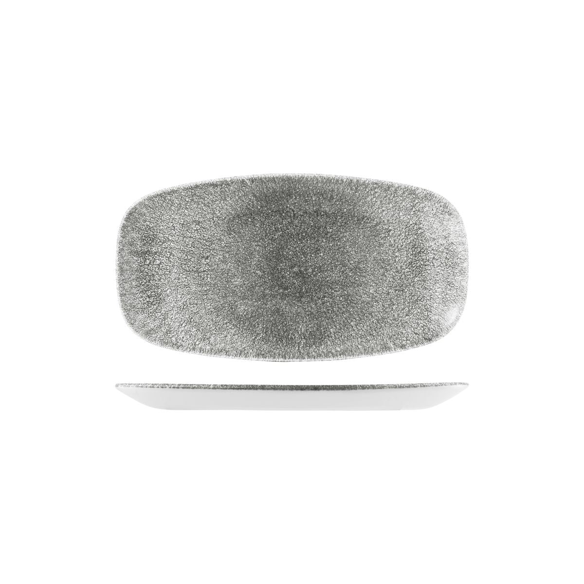 Churchill Raku Quartz Black Oblong Chef's Plate (355x189mm)