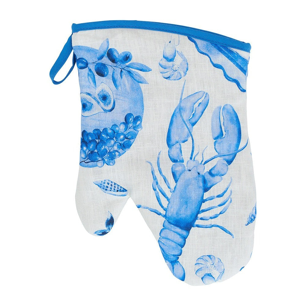 Annabel Trends Linen Oven Mitt Single Seafood Blue