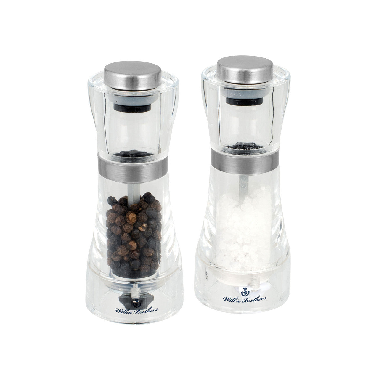 Wilkie Brothers Salt & Pepper Mill Set Acrylic and Stainless Steel - 13cm