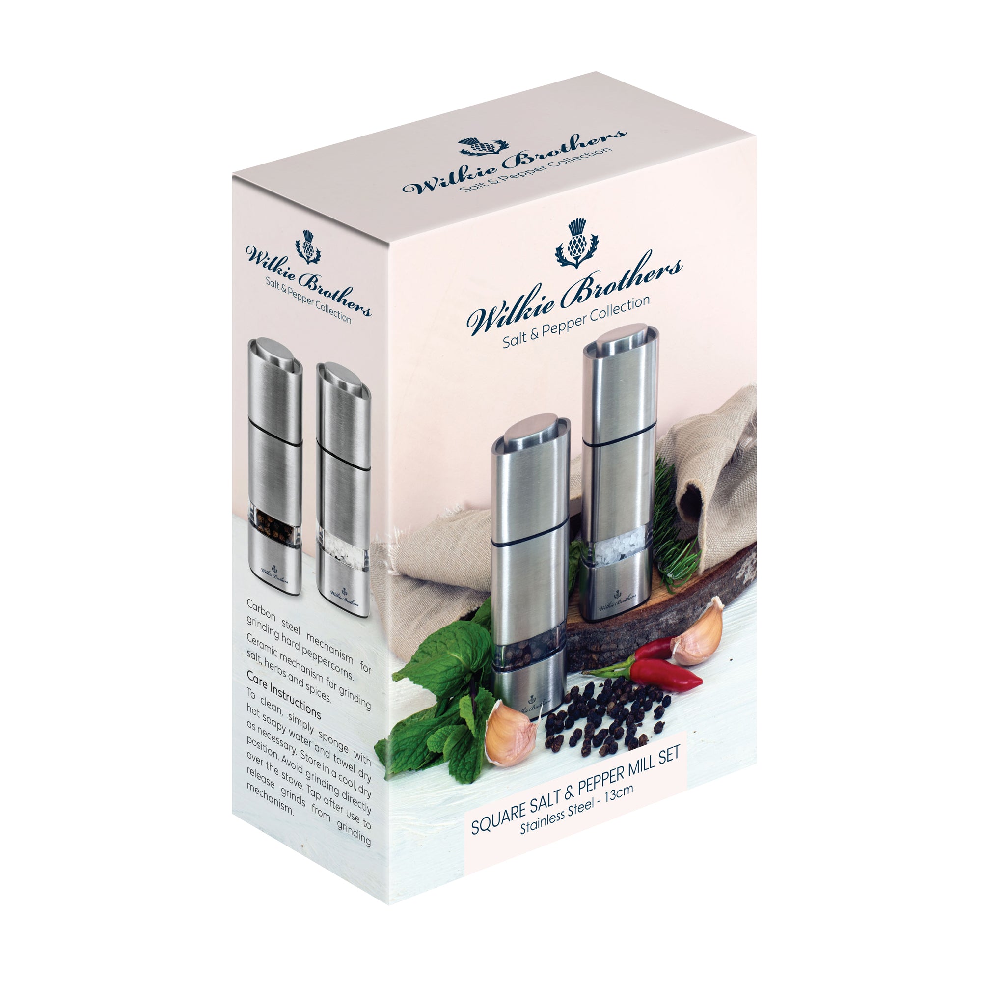 Wilkie Brothers Salt & Pepper Mill Set Stainless Steel - 13cm