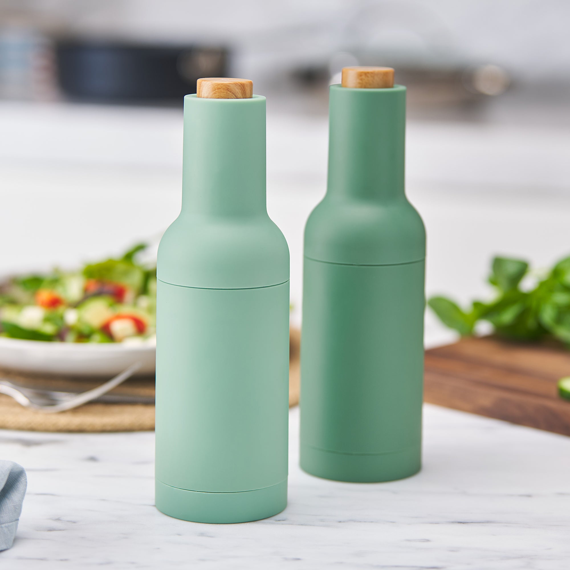 Wilkie Brothers Electric Gravity Salt and Pepper Mill Set Eucalyptus Green