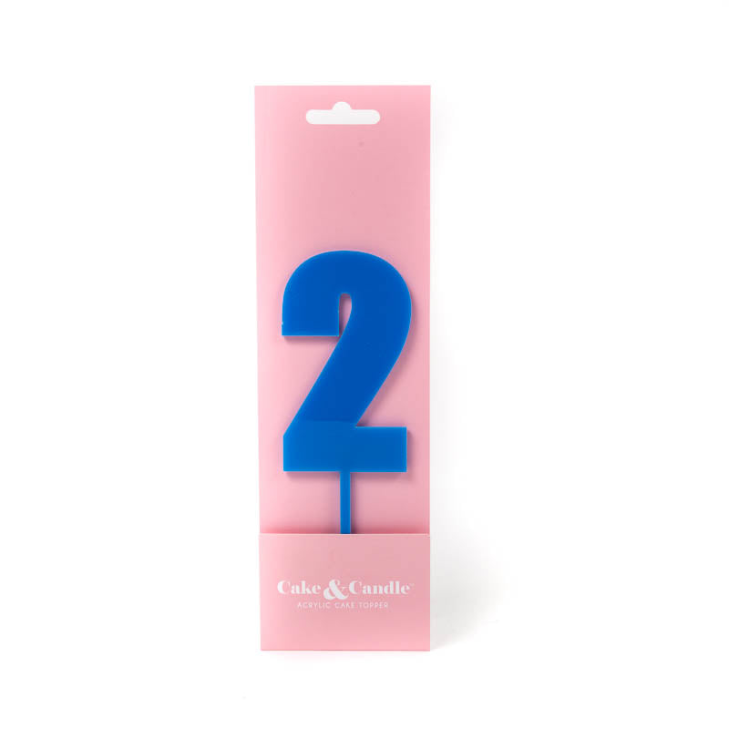 Cake & Candle Mega Number 2 Cake Topper Blue