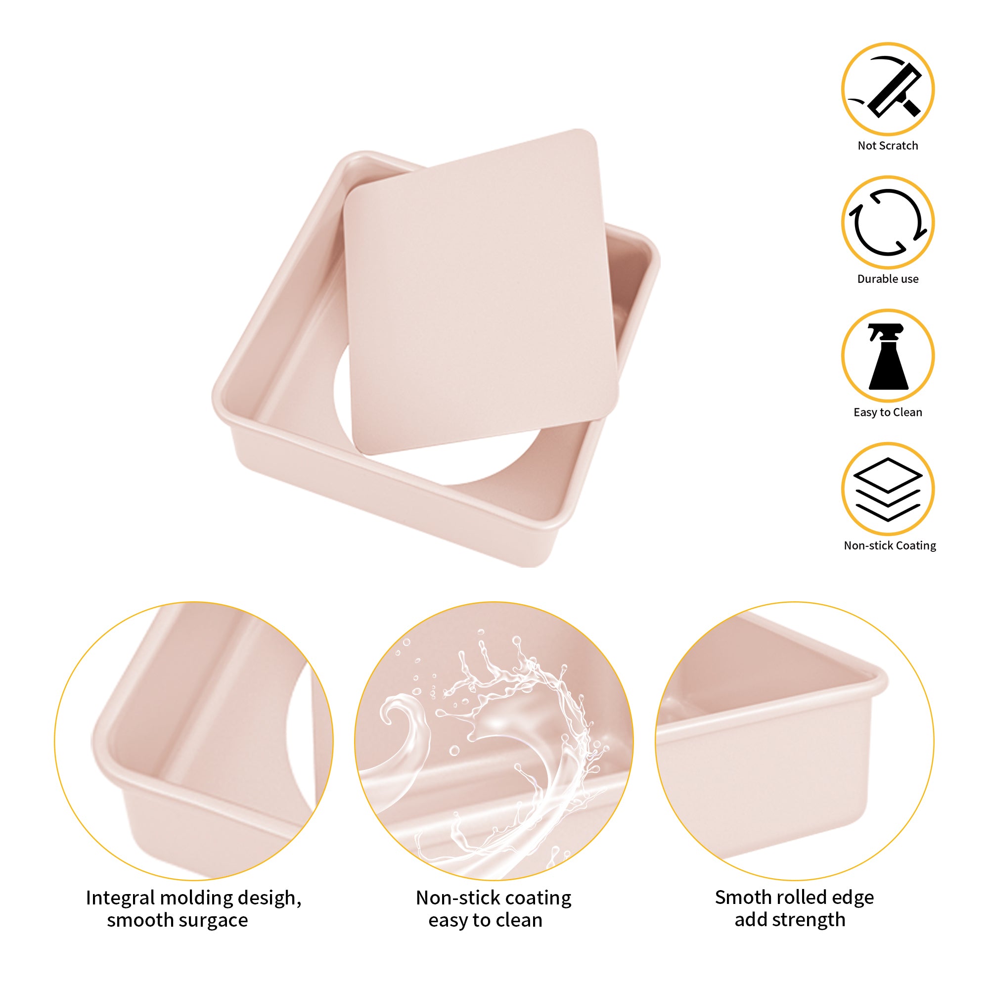 CHEFMADE Square Cake Pan with Loose Base 22cm (WK9036)