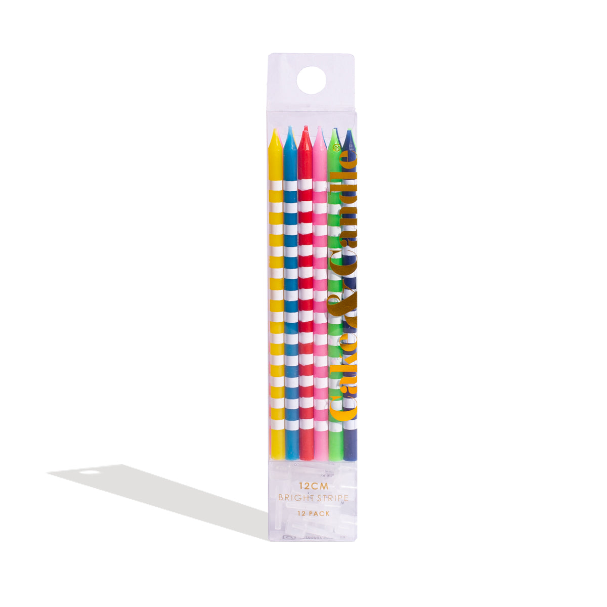 Cake & Candle Bright Striped Cake Candles 12 Pack