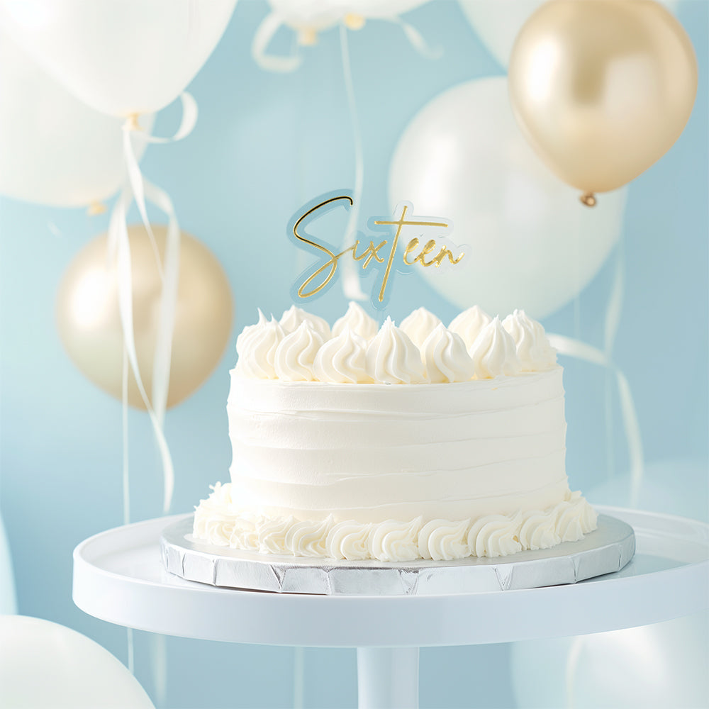 Cake & Candle Layered Cake Topper 16 Gold & Clear