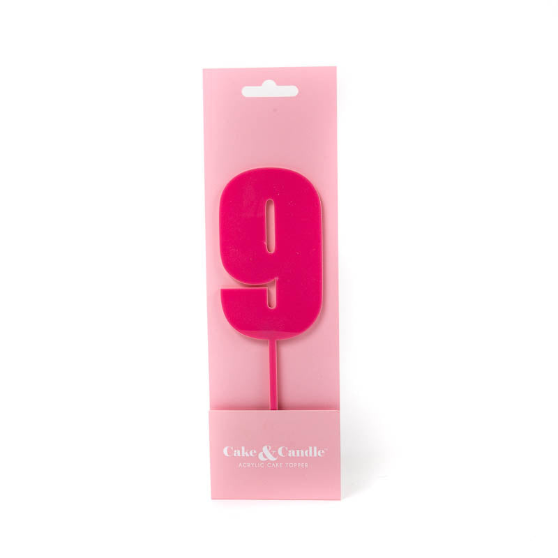 Cake & Candle Mega Number 9 Cake Topper Pink